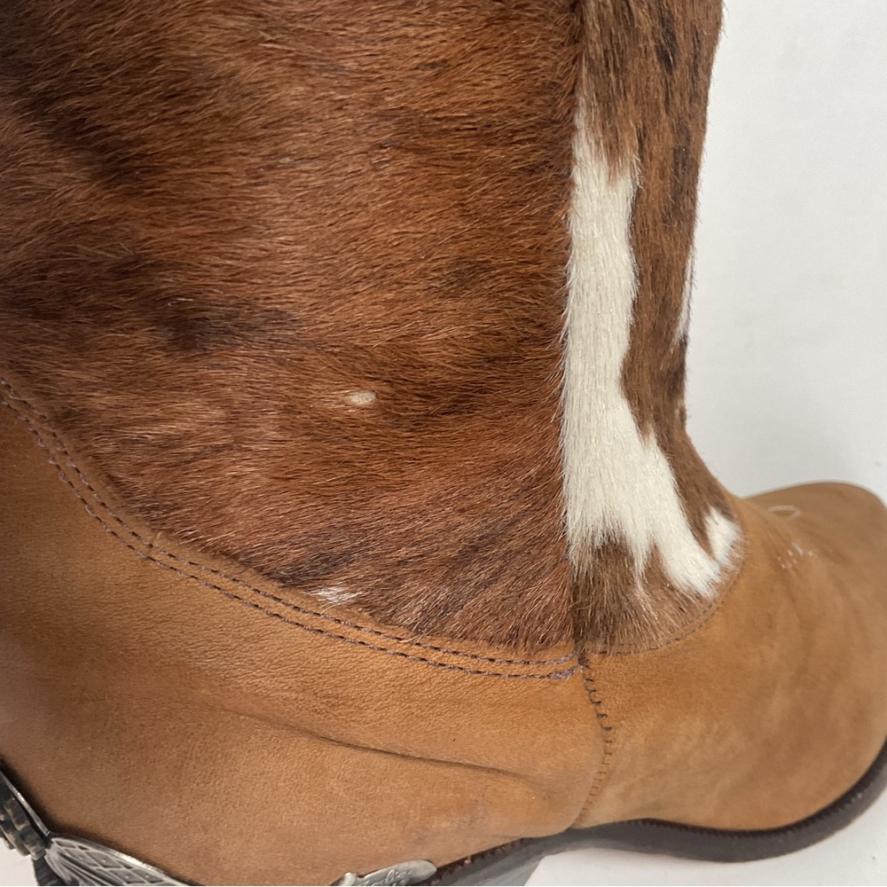 Vintage Zodiac Calf Hair On Cowhide Pony Cowgirl Boots 7.5 M Nubuck Suede - Picture 16 of 16